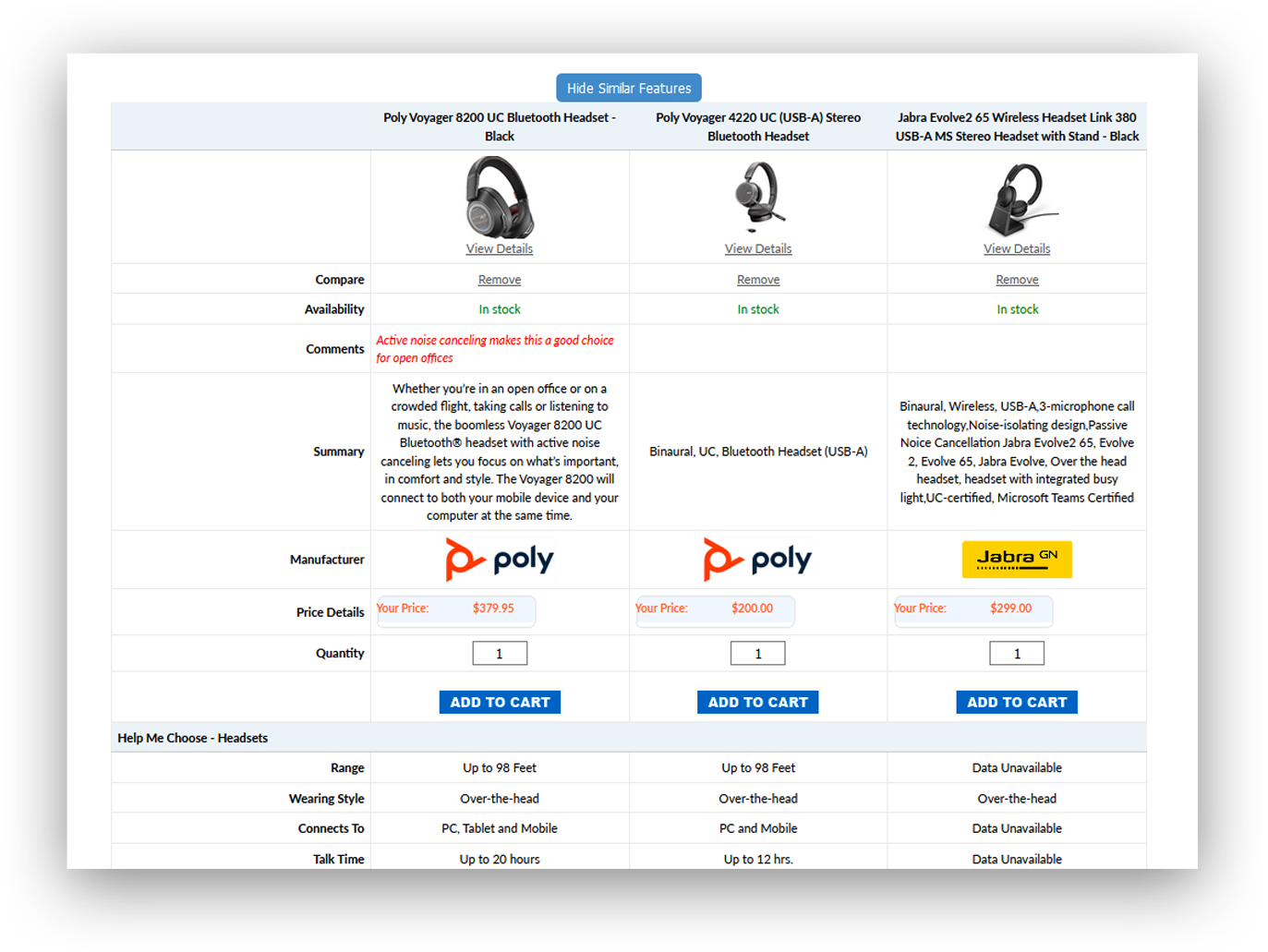 Comparison Grids